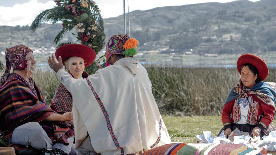 Andean Wedding — Traditional ceremony at Piuray Lagoon with an Andean priest, despacho offering, music and traditional dress.